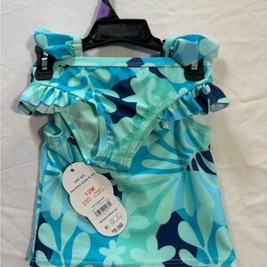 Blue and Aqua Floral Swimsuit Set